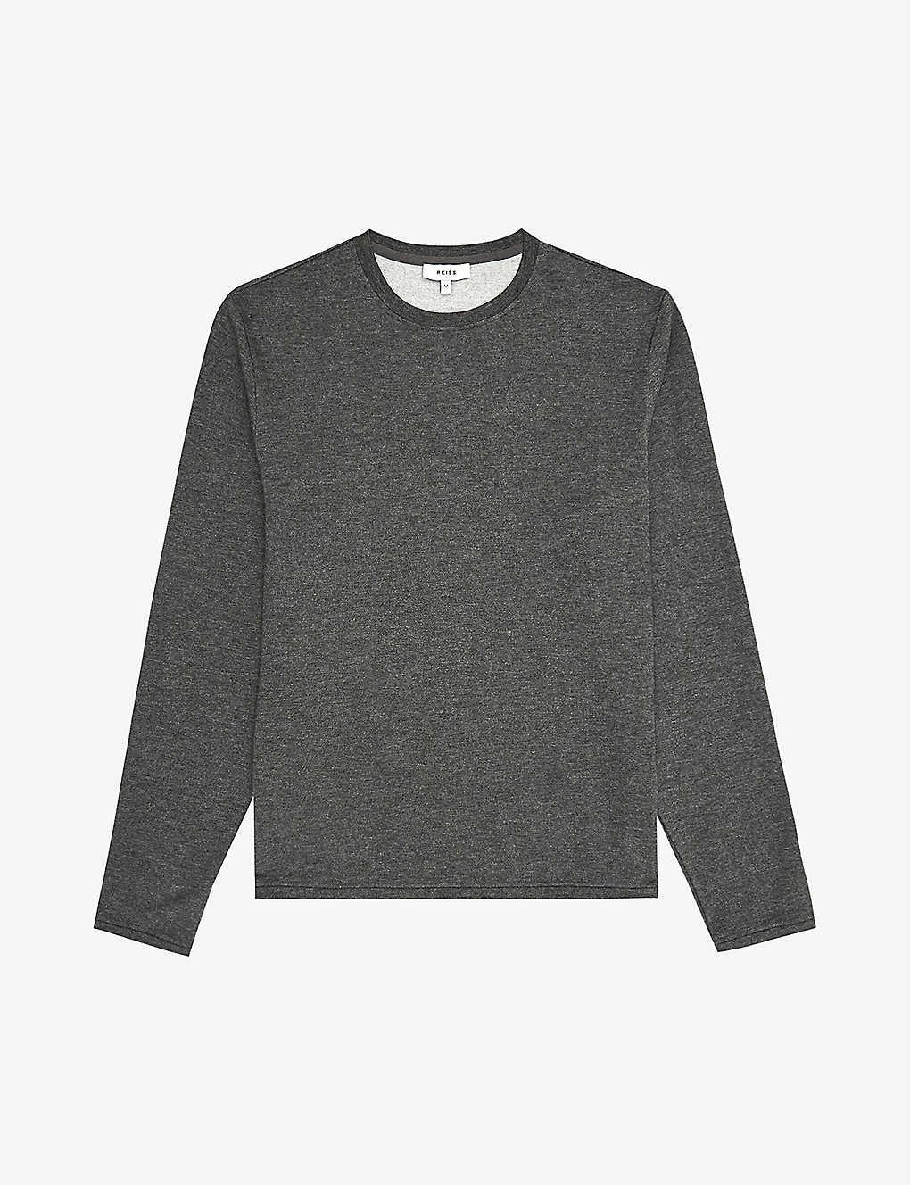 REISS Adam Stretch-jersey Sweatshirt In Dark Grey Product Image