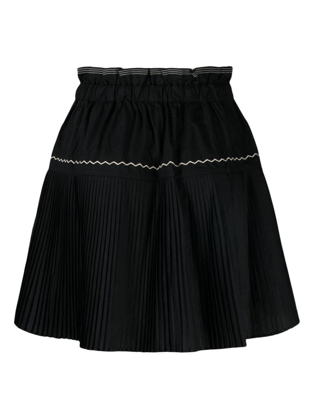 Erika Pleated Poplin Mini Skirt In Noir Product Image