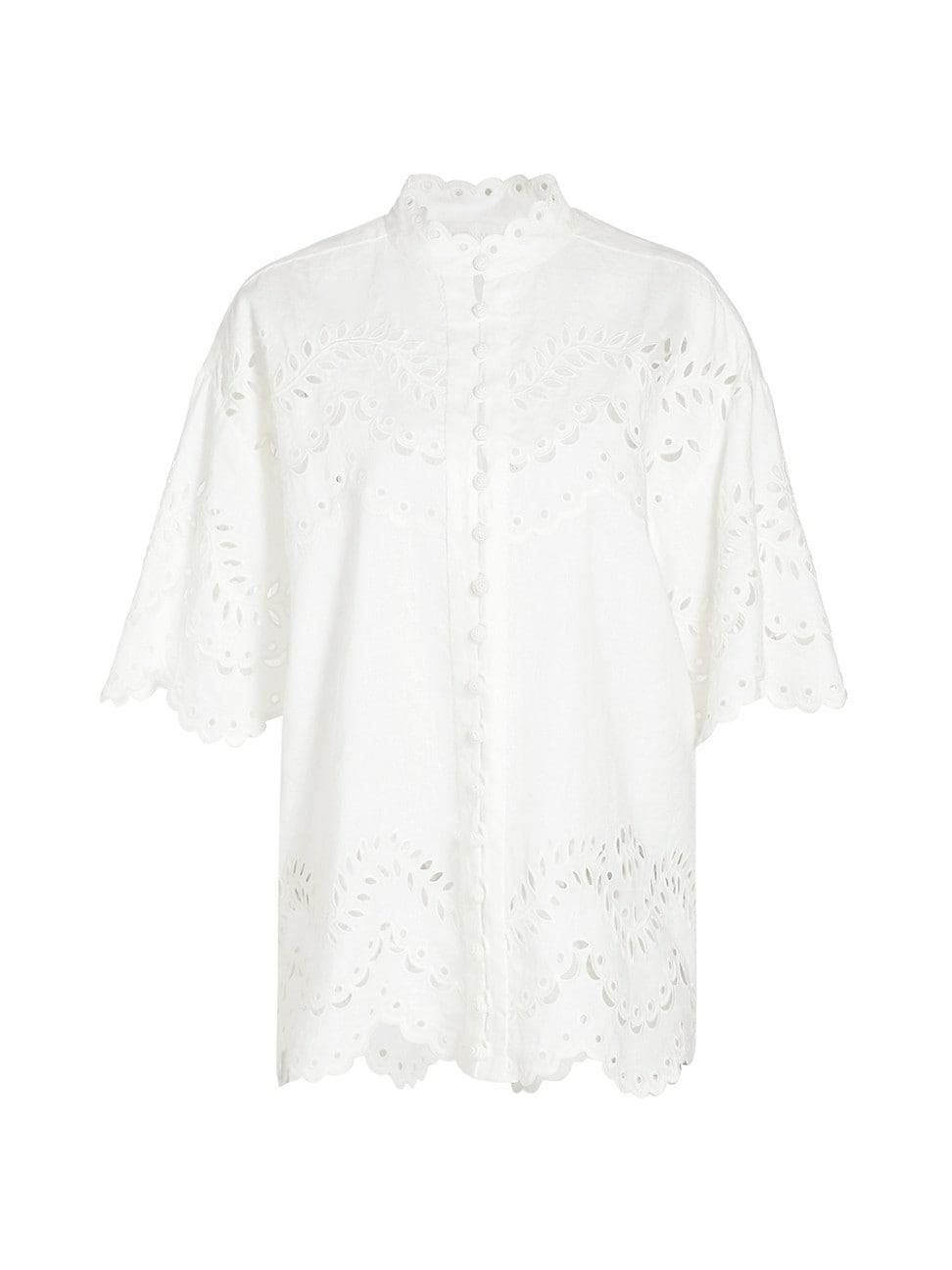 Womens Junie Embroidered Linen Shirt Product Image