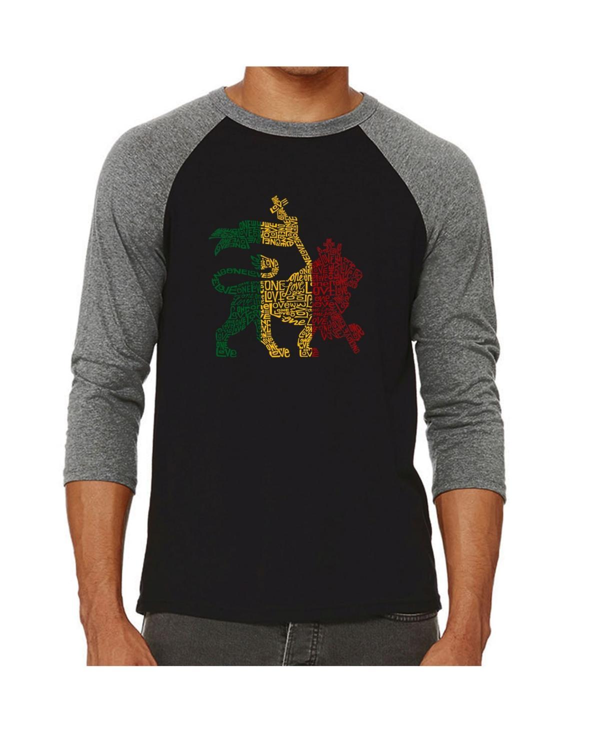 La Pop Art Lion Mens Raglan Word Art T-shirt Product Image