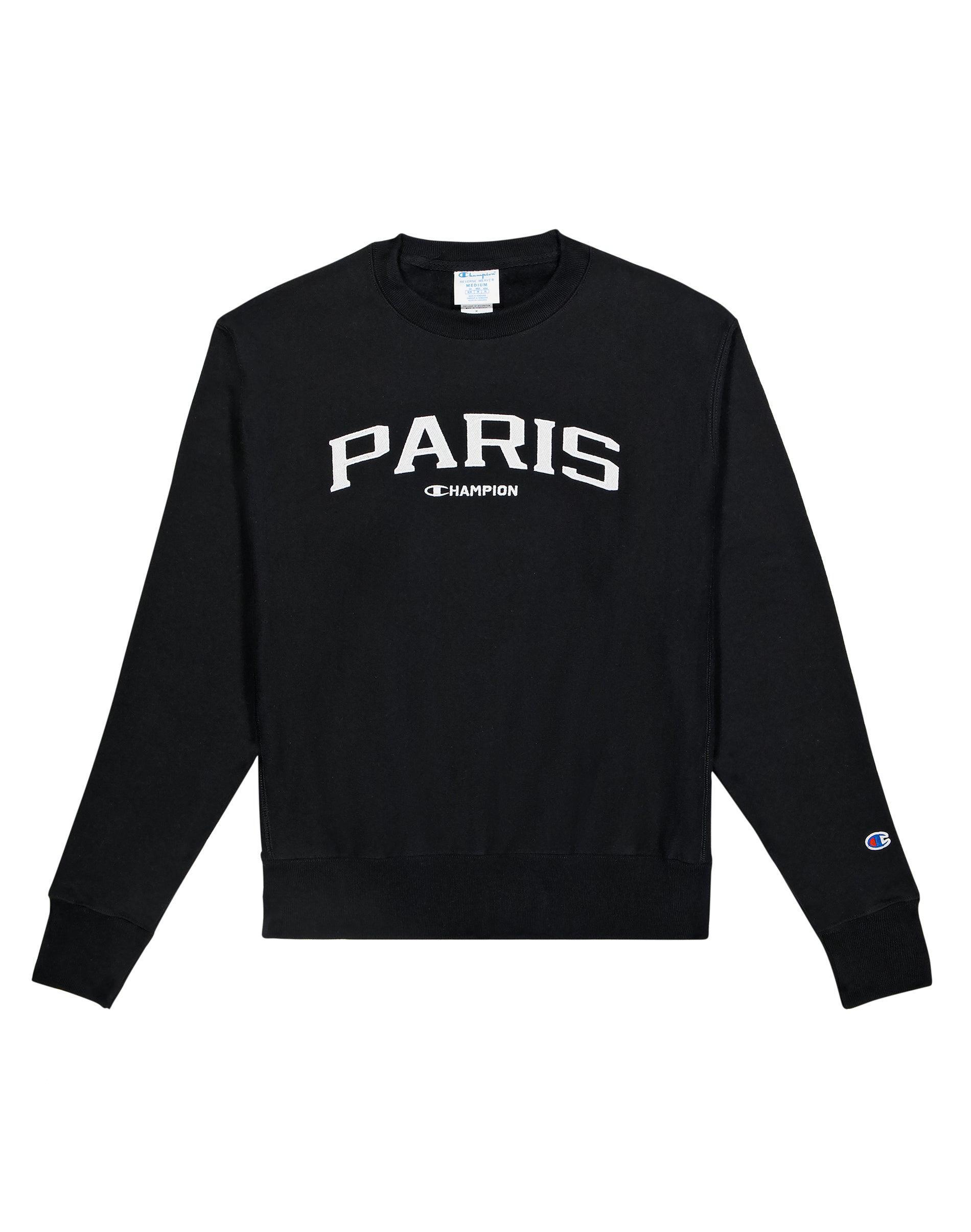 Mens Champion Reverse Weave Crewneck, Paris Black XL Product Image