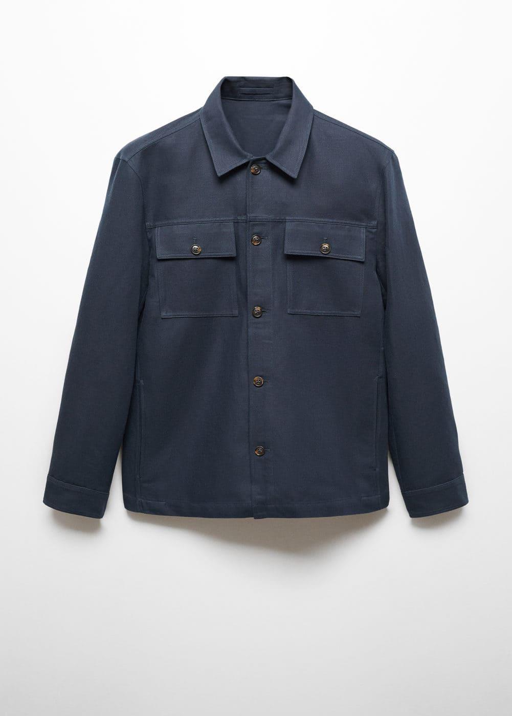 Mango Mens Pocket Linen Cotton Jacket Product Image