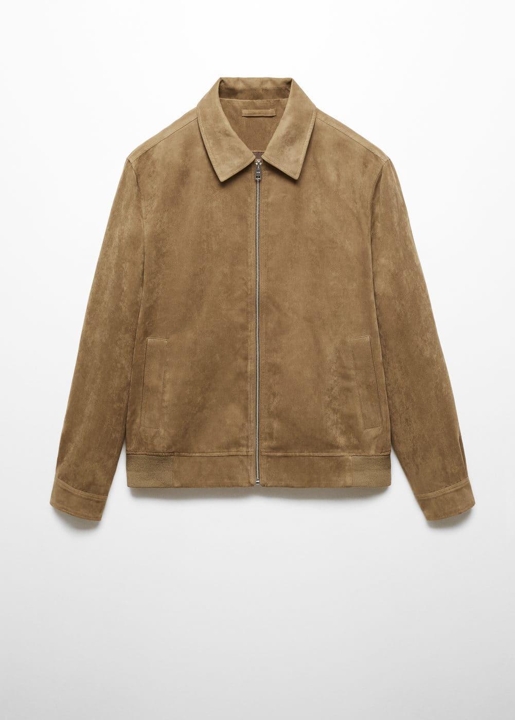 MANGO MAN - Suede-effect jacket with zipper medium brownMen Product Image