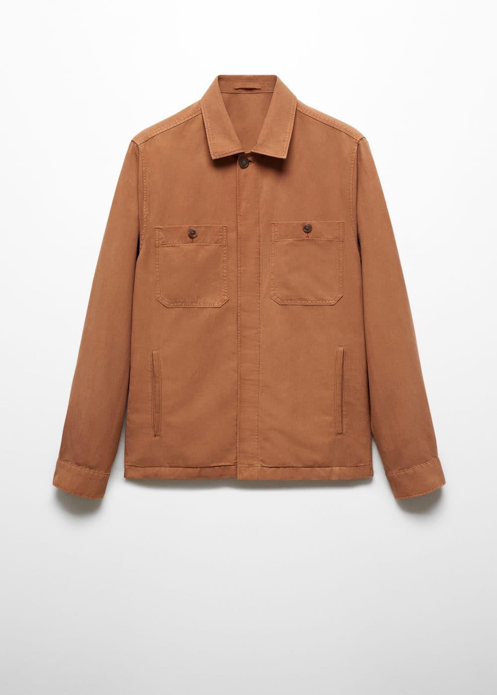 MANGO MAN - Slim-fit Tencel linen overshirt burnt orangeMen Product Image