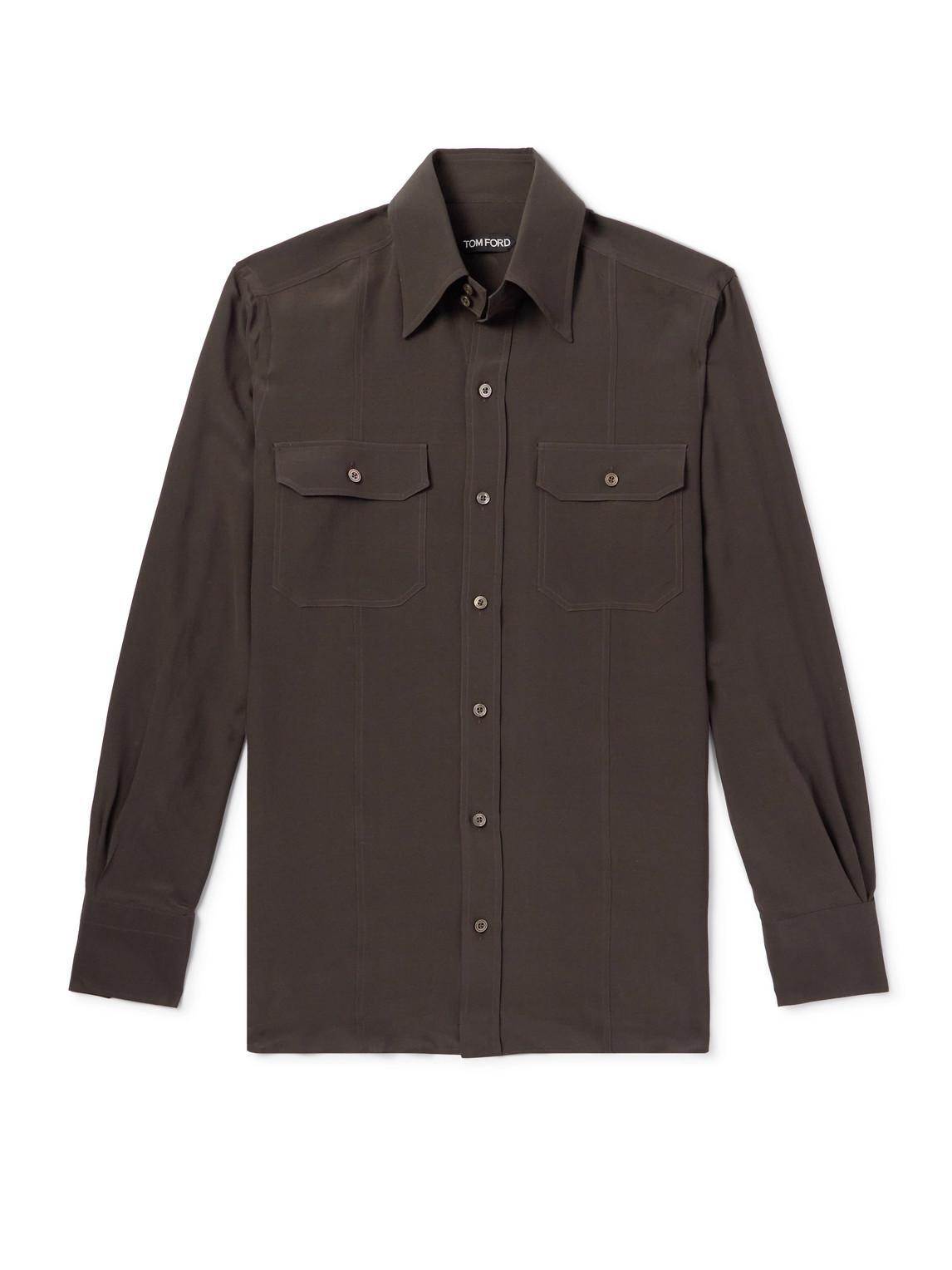 TOM FORD 'utility Military' Button-down Shirt With Chest Pockets In Brown Product Image