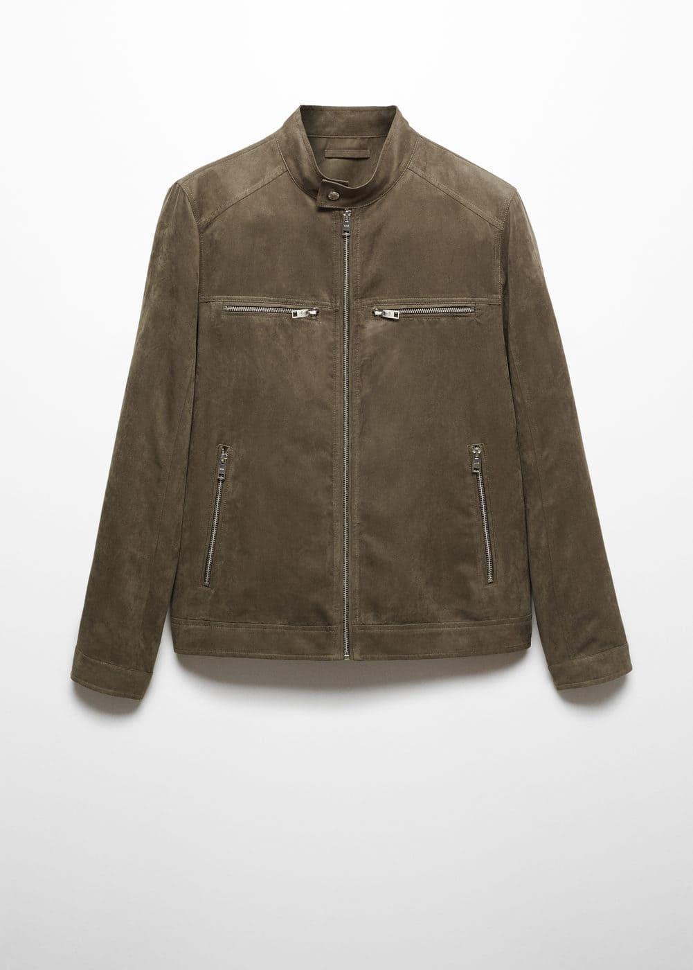 MANGO MAN - Suede-effect jacket with zipper khakiMen Product Image