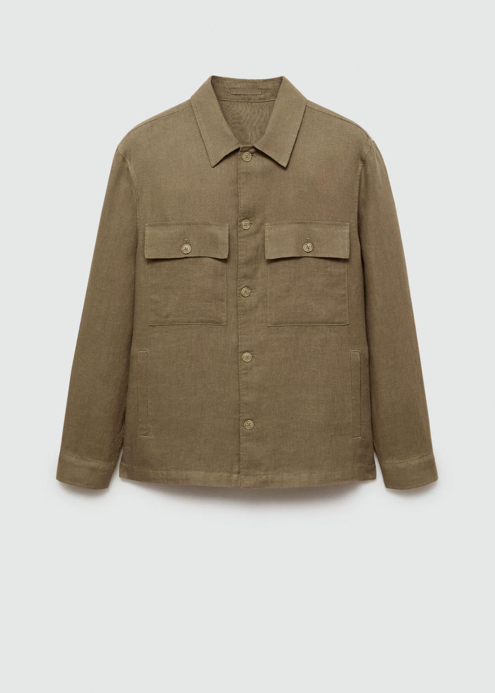 Mango Mens Linen Pockets Detail Overshirt Product Image