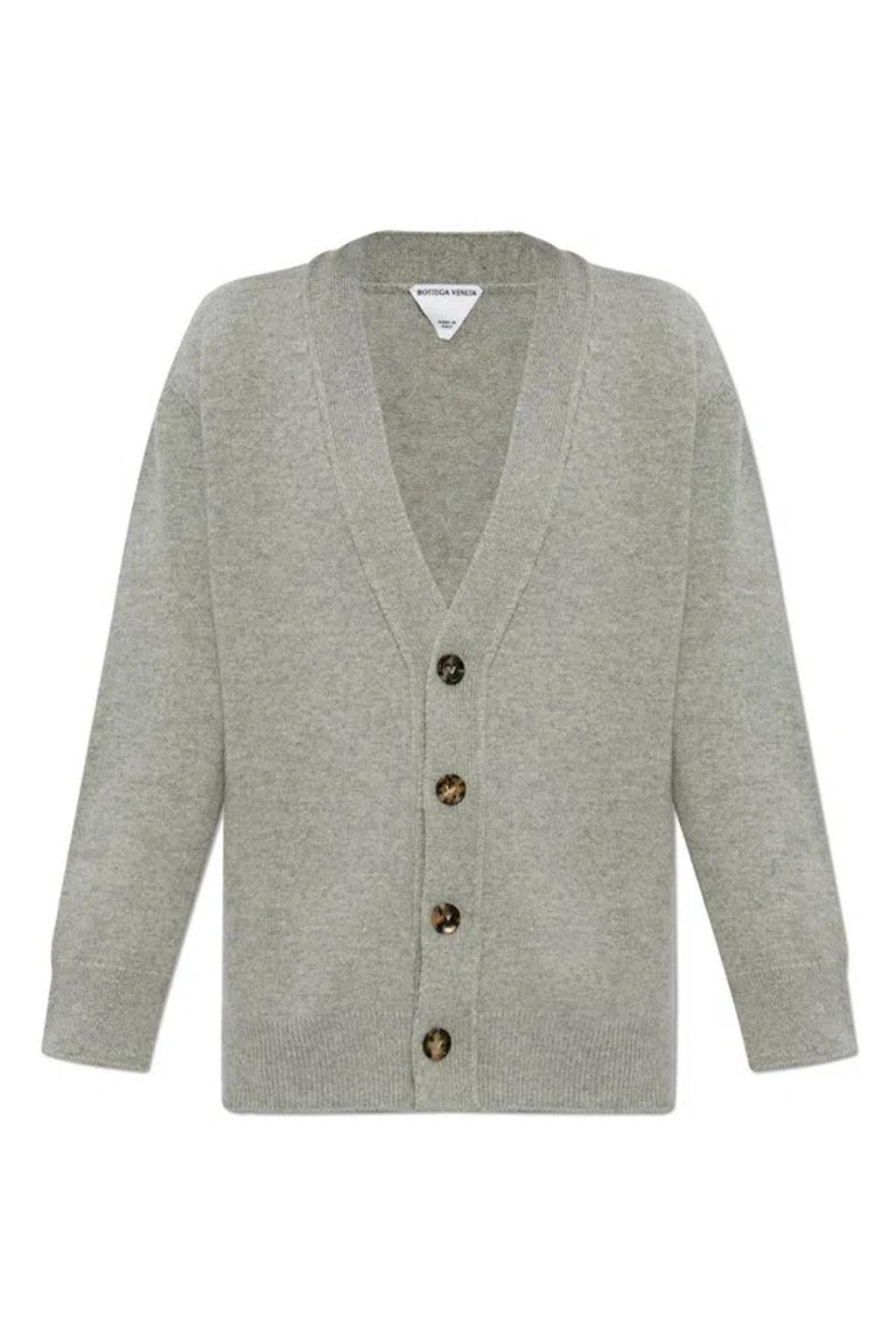 Patch Embellished Relaxed Fit Cardigan In Grey Product Image