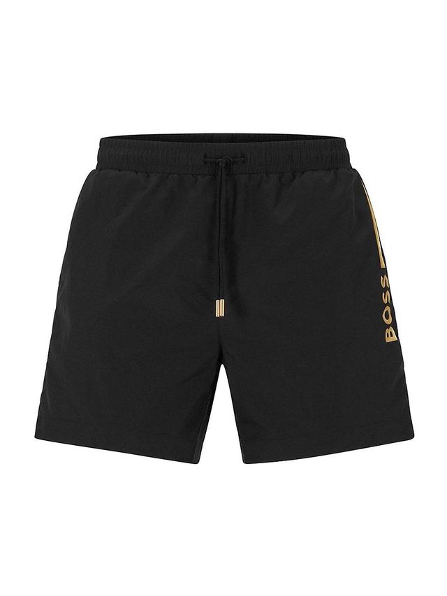 Mens Quick-drying swim shorts with metallic logo Product Image