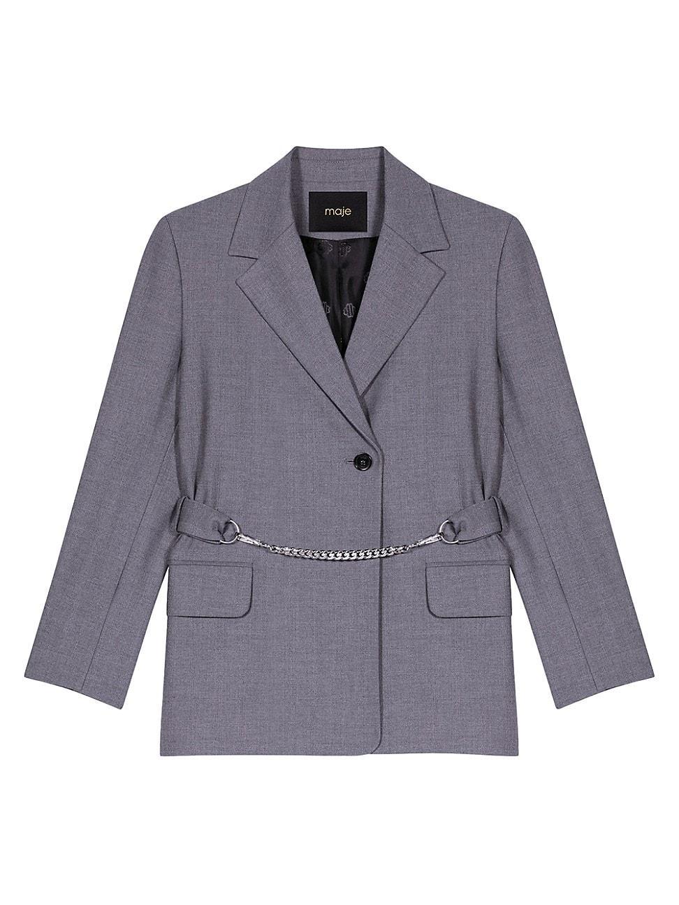 Womens Suit Jacket With Chain Belt Product Image