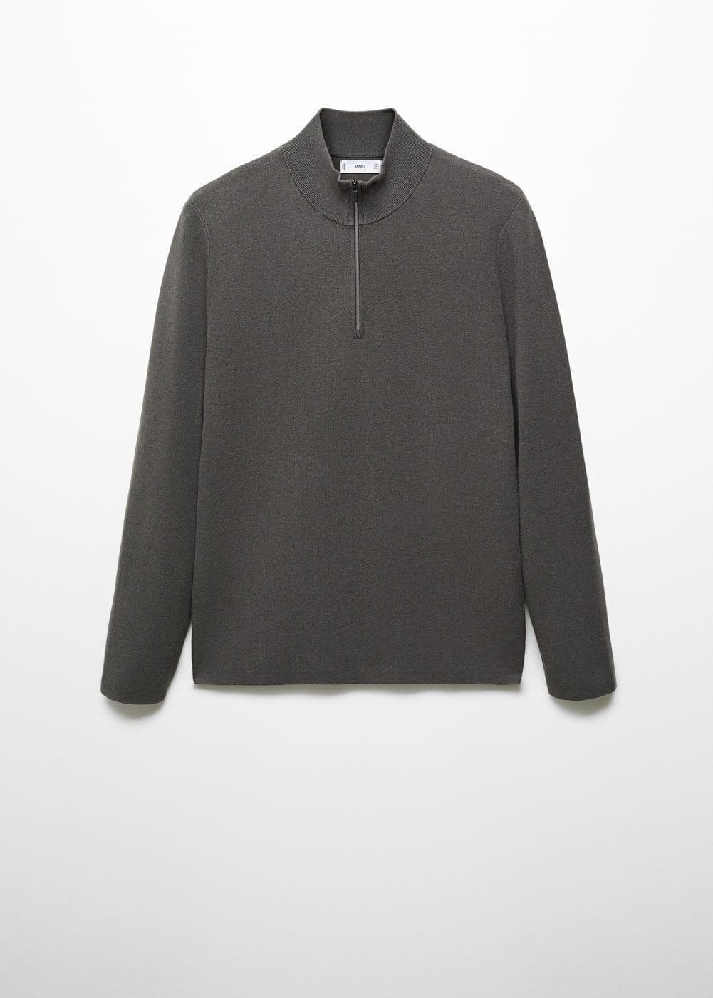 MANGO MAN - Zipped high collar sweater forest greenMen Product Image