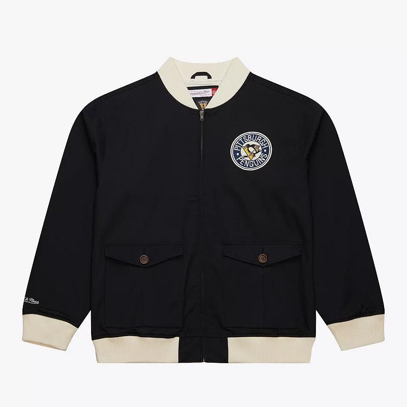 Mens Mitchell & Ness Pittsburgh Penguins Vintage Coaches Cotton Twill Full-Zip Jacket Product Image