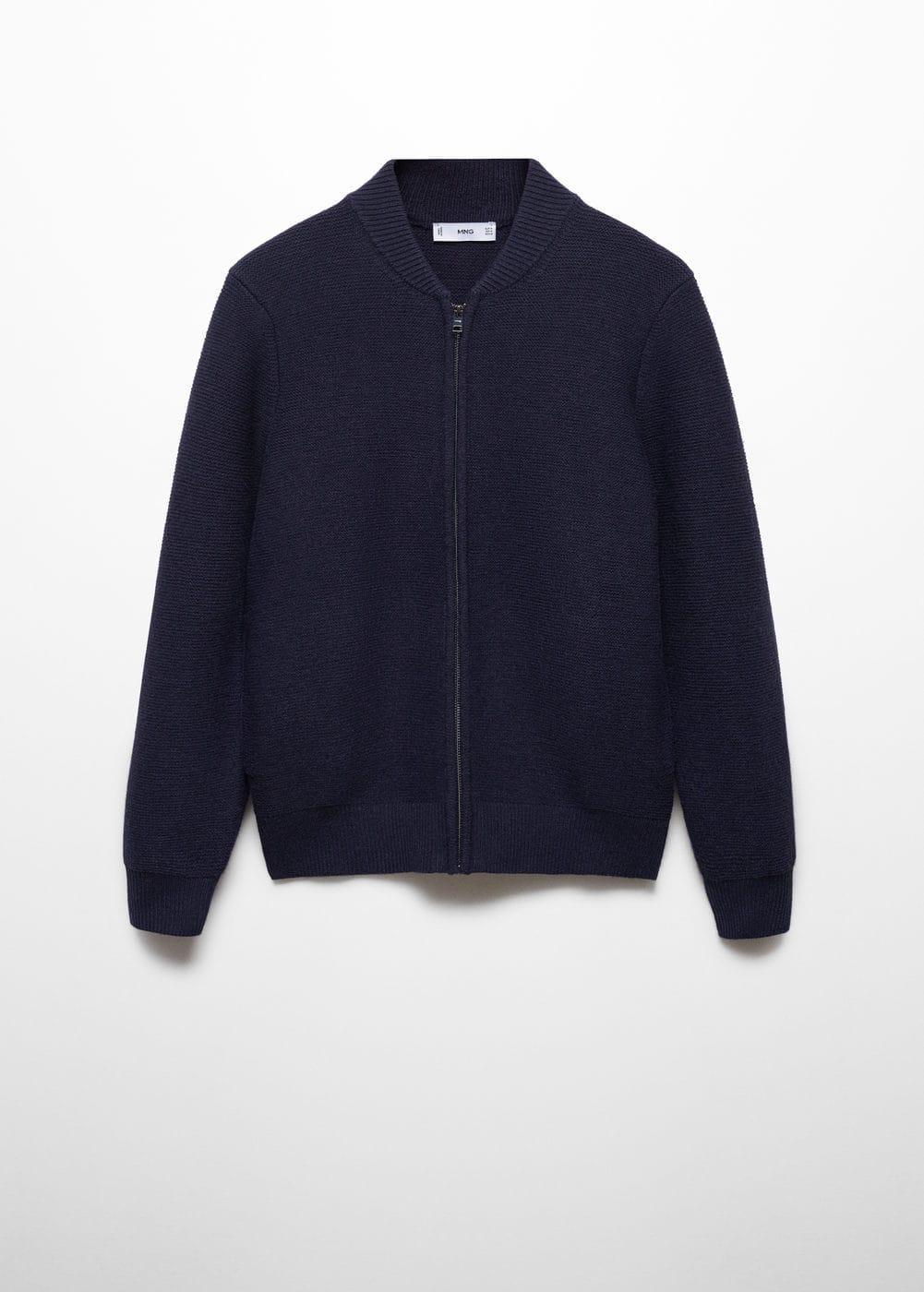 MANGO MAN - Zipped knit cardigan dark navyMen Product Image