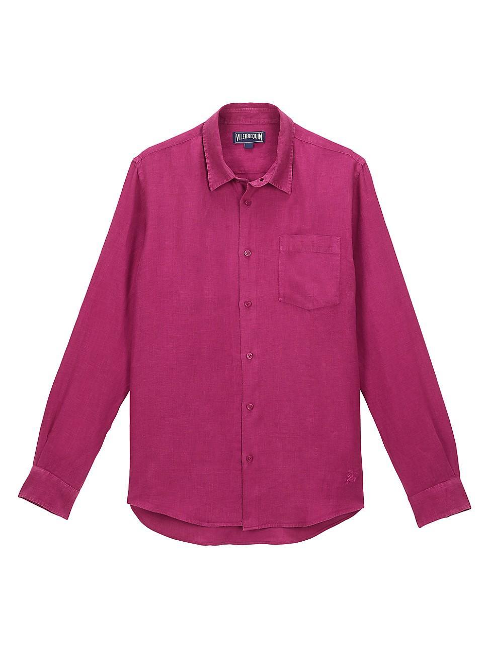 Mens Long-Sleeve Linen Shirt Product Image