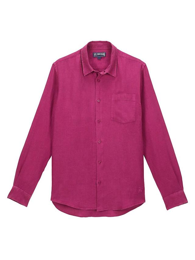 Mens Long-Sleeve Linen Shirt Product Image