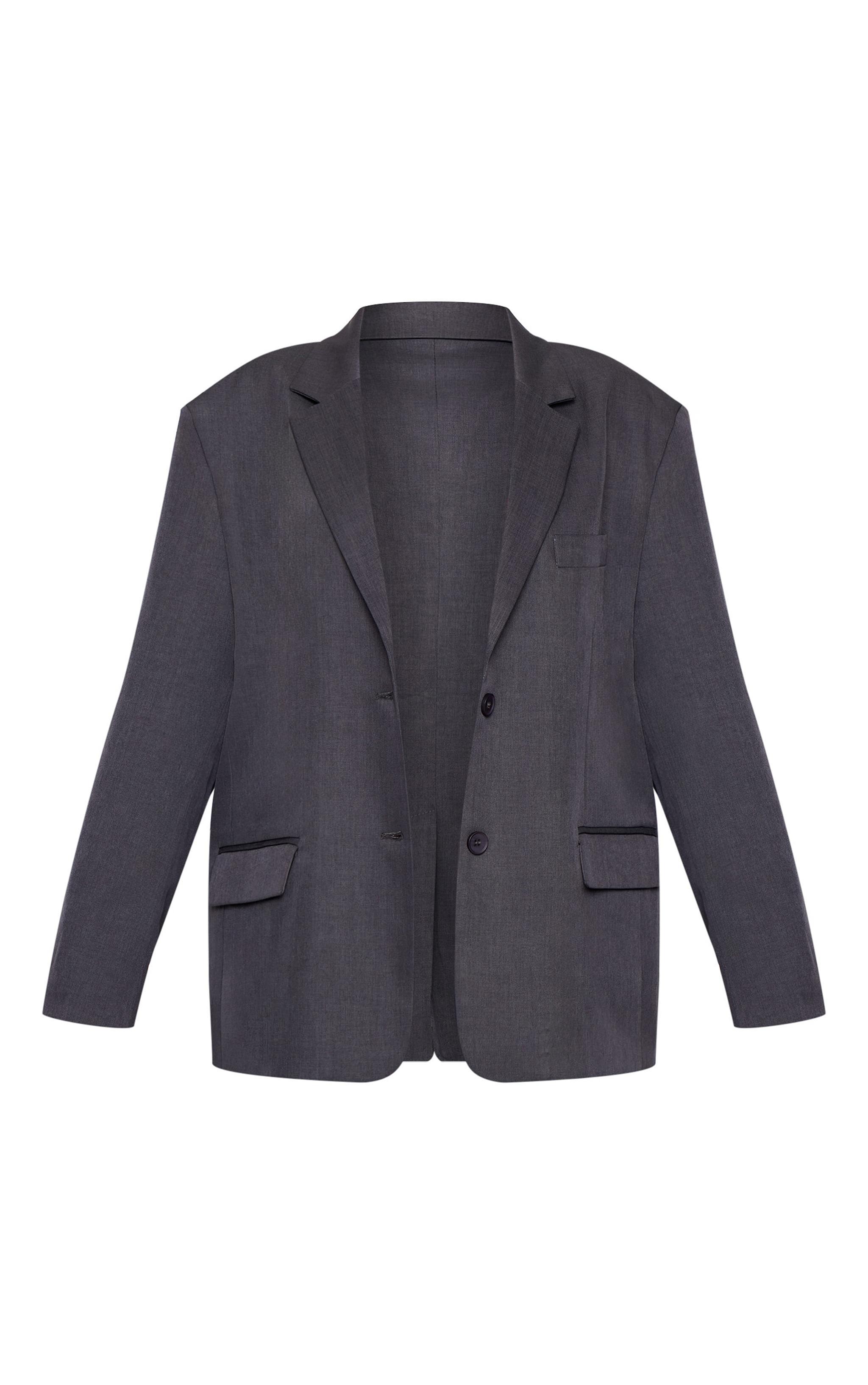 Petite Charcoal Woven Oversized Blazer Product Image