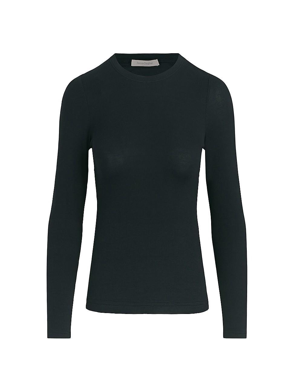 Womens Rib-Knit Long-Sleeve Top Product Image