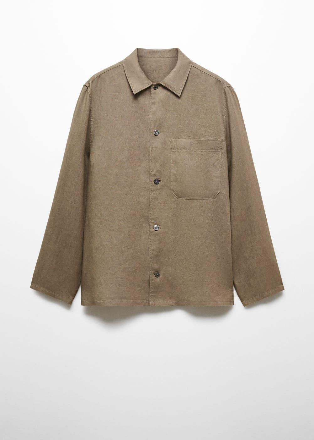 MANGO MAN - 100% linen regular-fit overshirt khakiMen Product Image