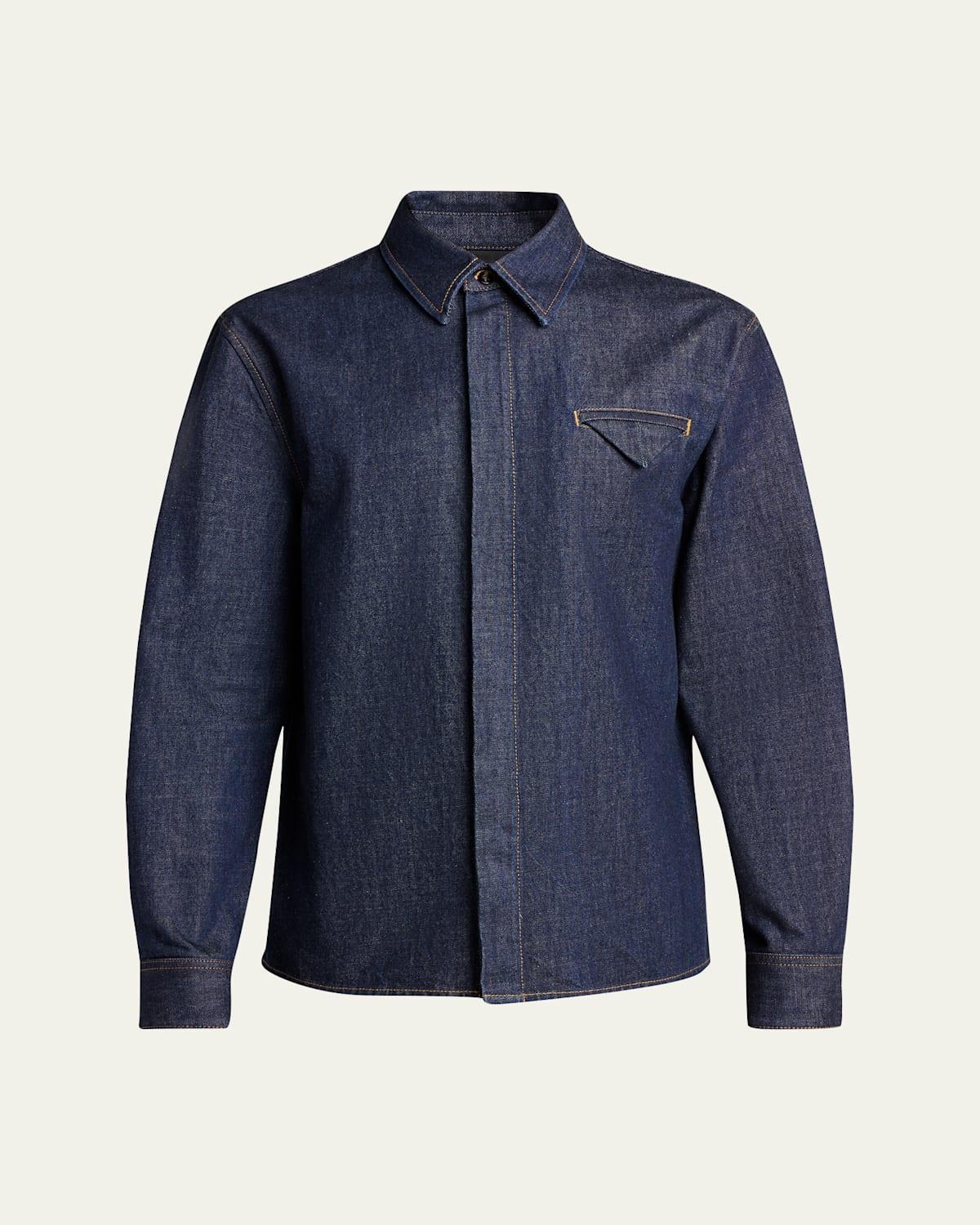 Men's Soft Denim Button-Down Shirt Product Image