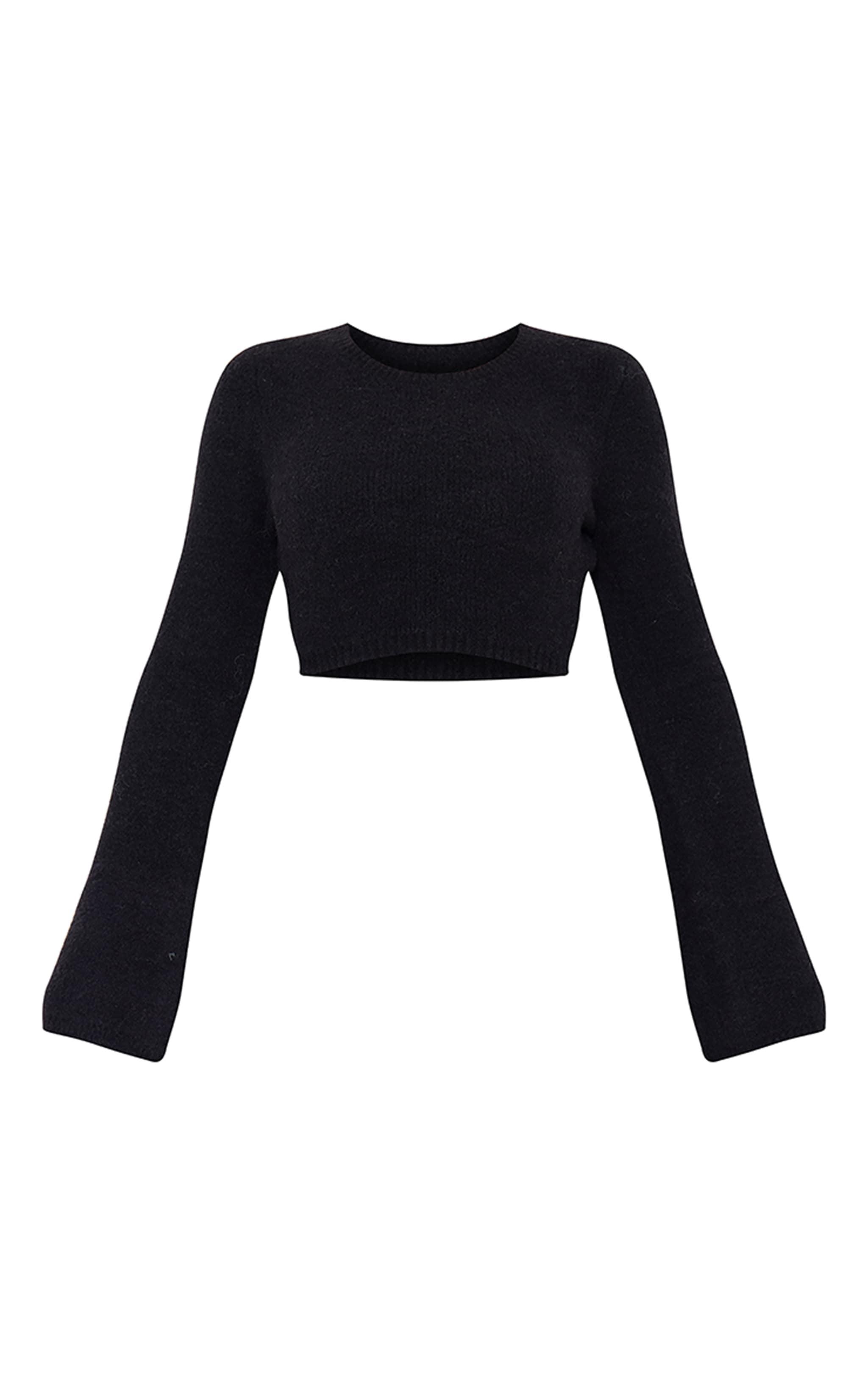 Black Soft Knit Open Back Sweater Product Image