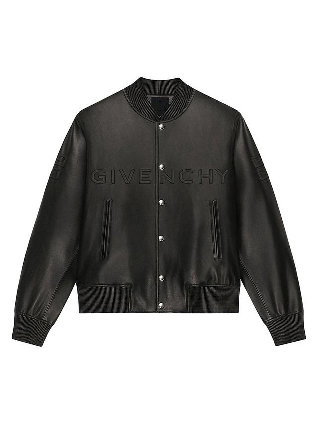 Mens Varsity Jacket In Leather Product Image