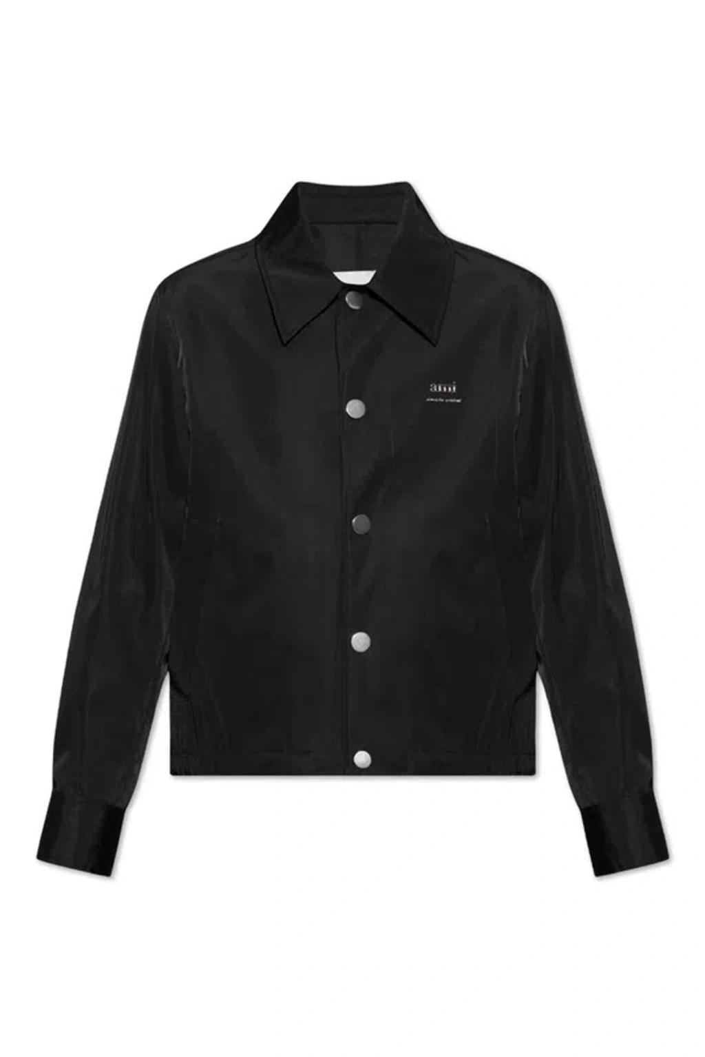 Logo Plaque Buttoned Jacket In Black Product Image