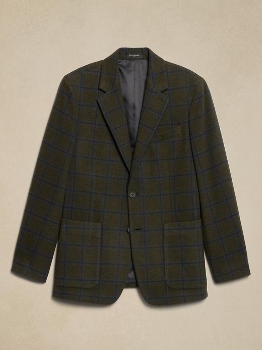 Tailored-Fit Wool-Blend Olive Jacket Product Image