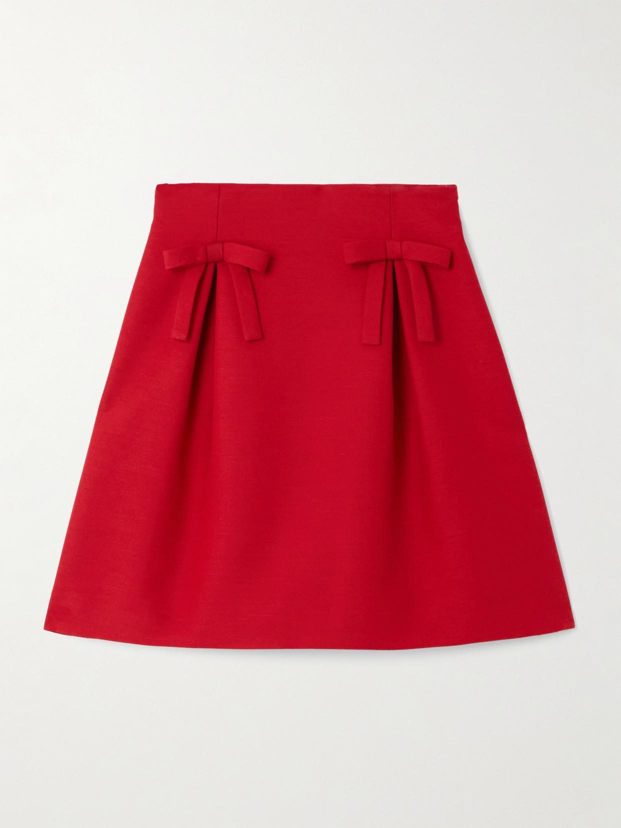 VALENTINO Wool-silk Crepe Skirt In Red Product Image