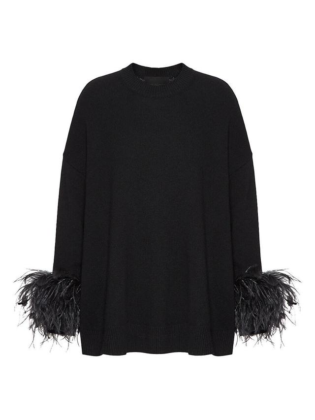 Womens Wool Sweater with Feathers Product Image