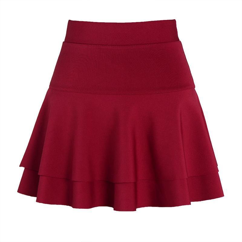 High Waist Tiered Mini A-Line Skirt Product Image