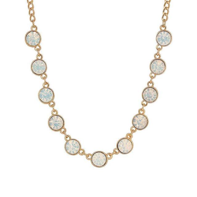 1928 Gold Tone White Opal Color Glass Strand Necklace, Womens Product Image