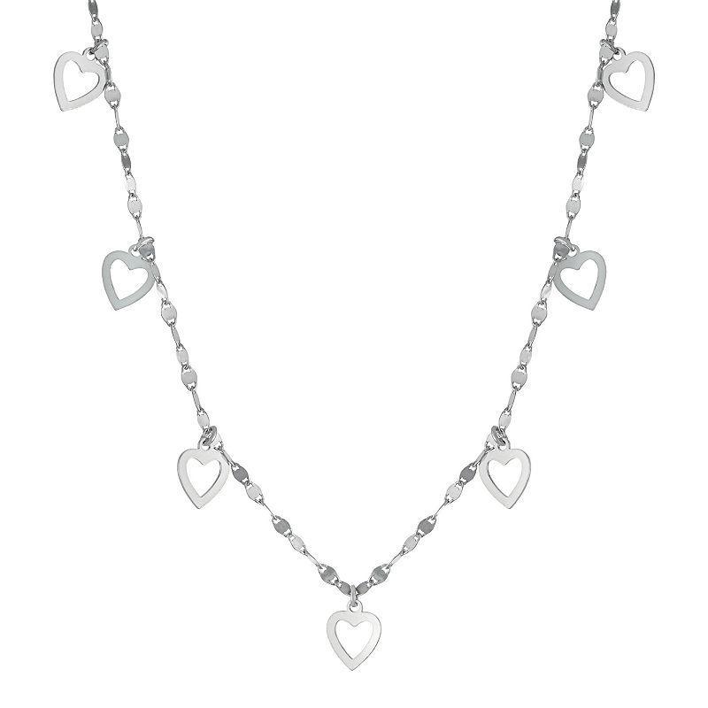 Athra NJ Inc Sterling Silver Heart Charm Necklace, Womens Product Image