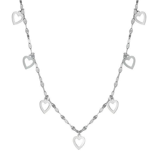 Athra NJ Inc Sterling Silver Heart Charm Necklace, Womens Product Image