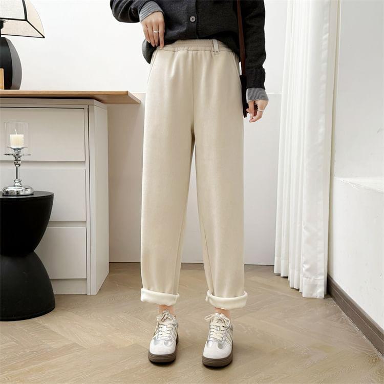 Plus Size Elastic Waist Plain Tapered Pants product image