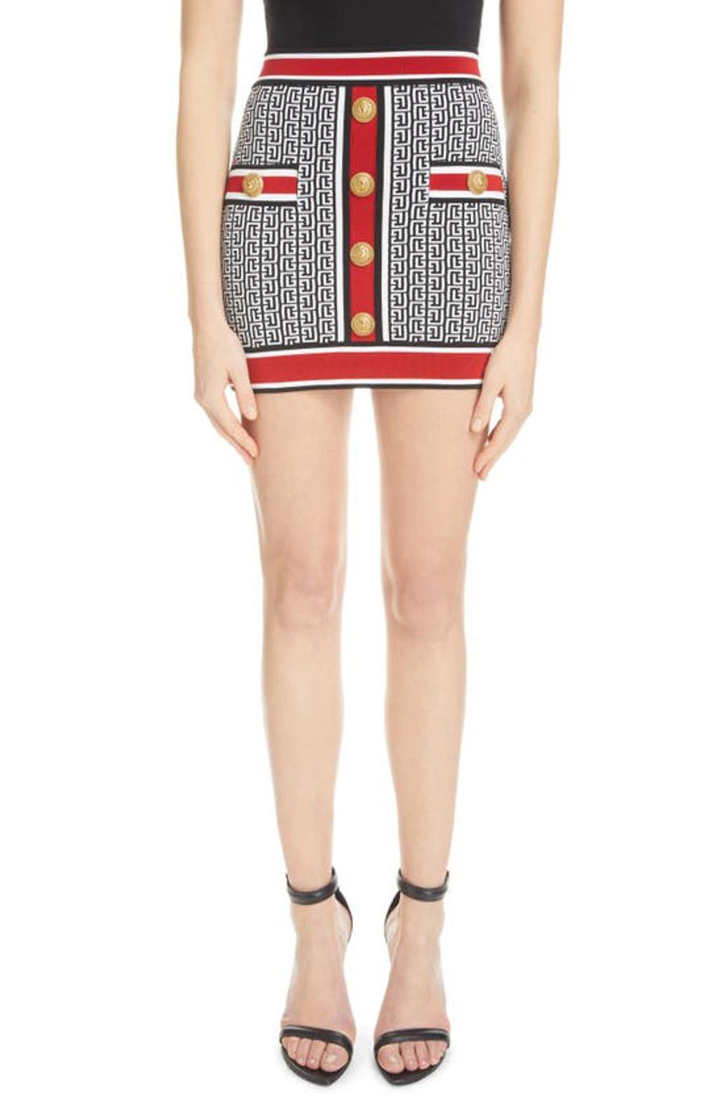 Monogram Mini Skirt In Black,white,red Product Image