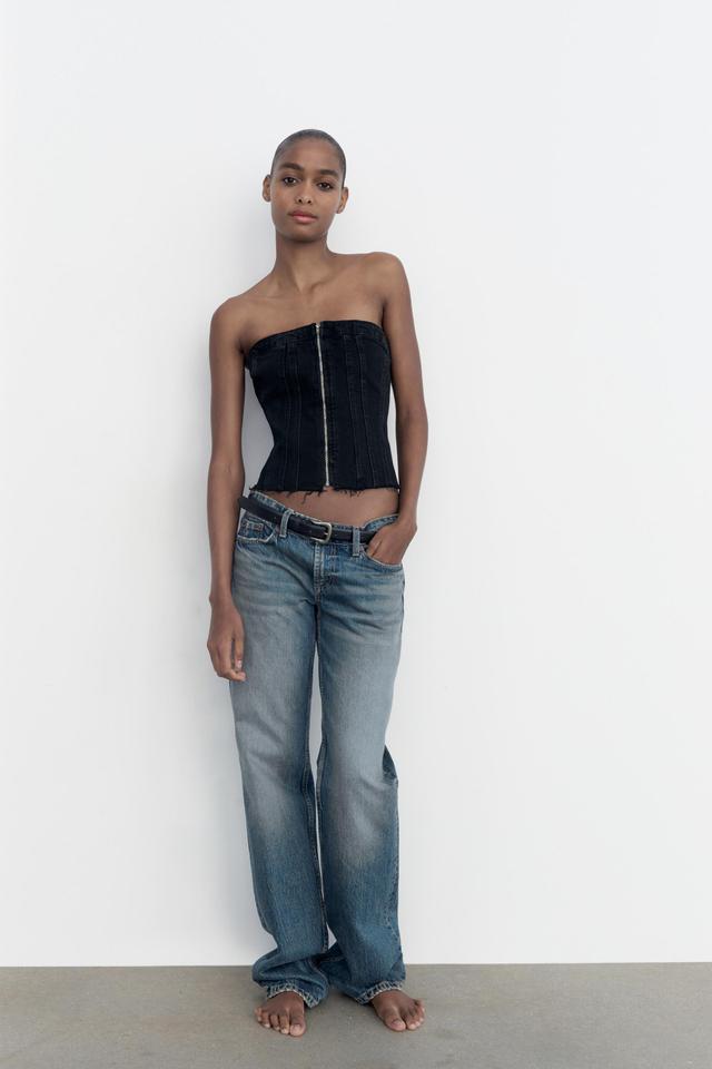 CORSET STYLE DENIM TOP TRF Product Image