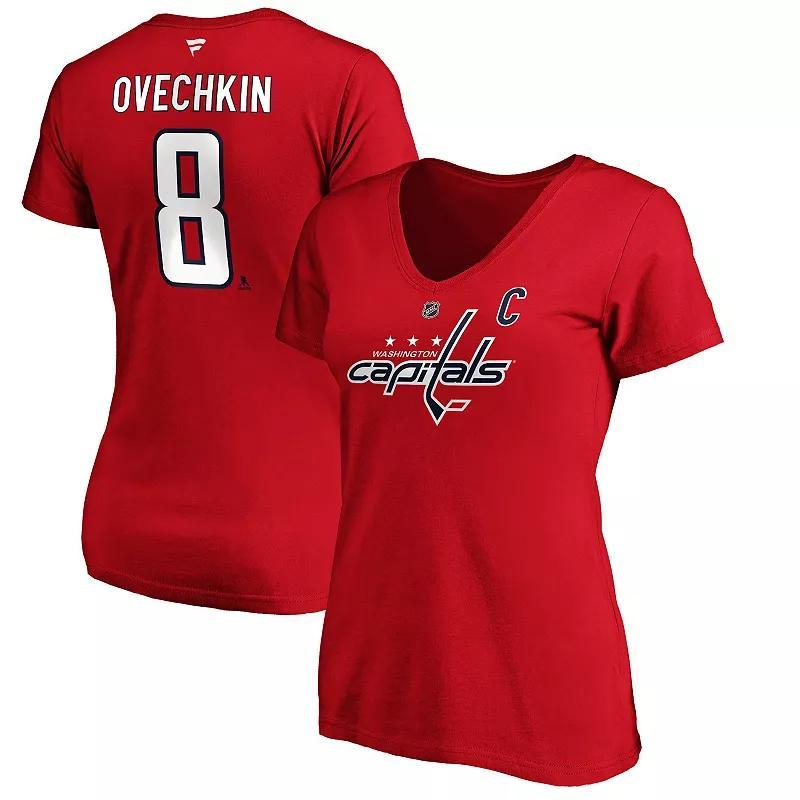 Womens Fanatics Branded Alexander Ovechkin Washington Capitals Authentic Stack Name and Number V-Neck T-Shirt Product Image