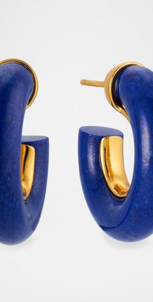 Lapis Gemstone Hoop Earrings Product Image