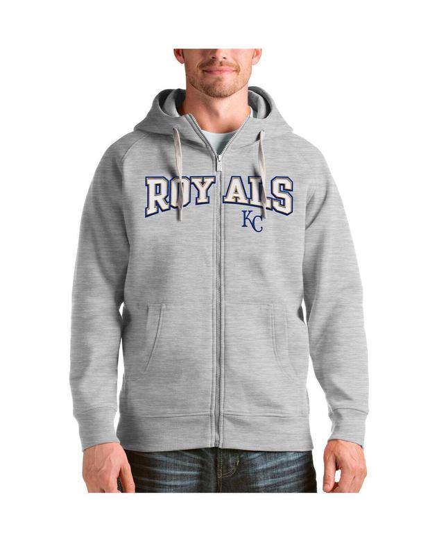 Antigua Mens Heather Gray Kansas City Royals Team Logo Victory Full-Zip Hoodie Product Image