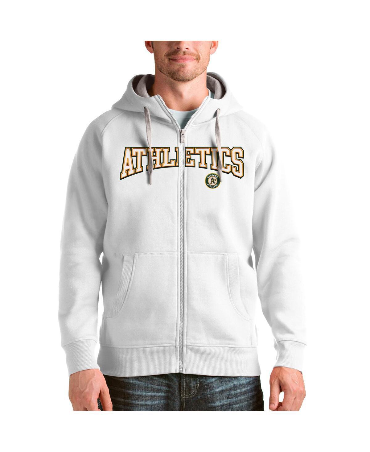 Antigua Mens White Oakland Athletics Team Logo Victory Full-Zip Hoodie Product Image