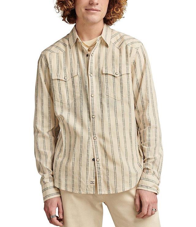 Lucky Brand Long Sleeve Mesa Western Inspired Striped Linen-Blend Shirt Product Image