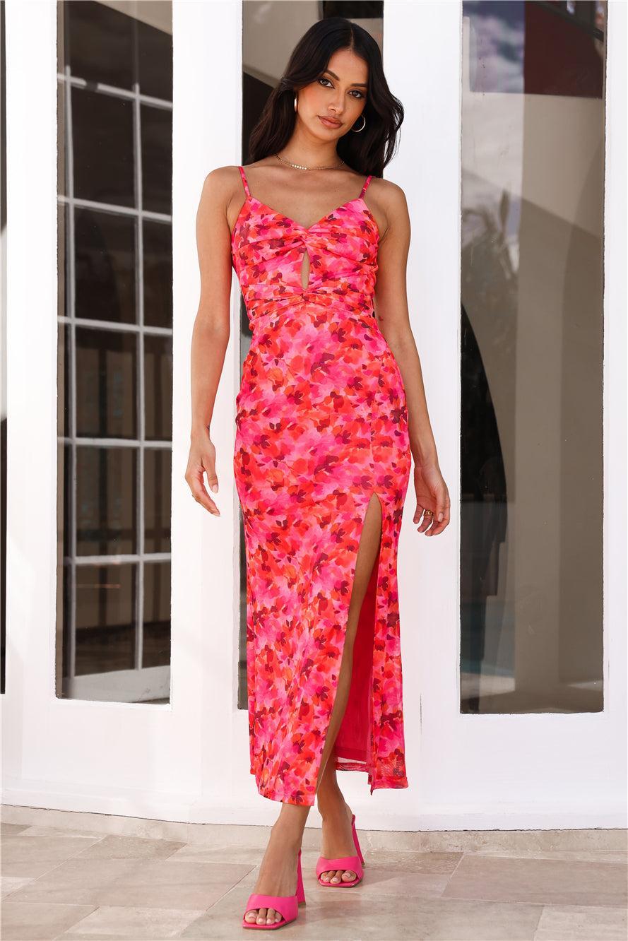 All The Cool Vibes Mesh Maxi Dress Pink Product Image