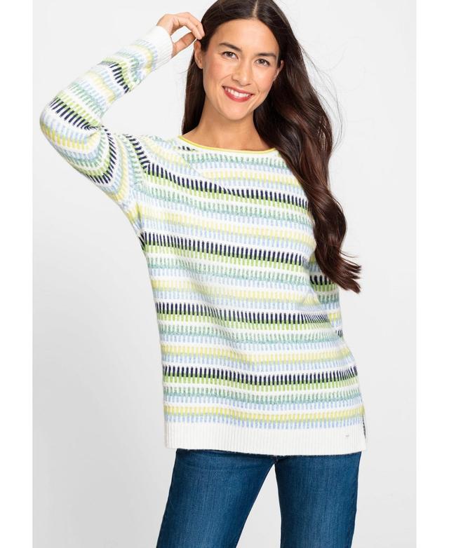 Olsen Womens Long Sleeve Pattern Stripe Pullover Product Image