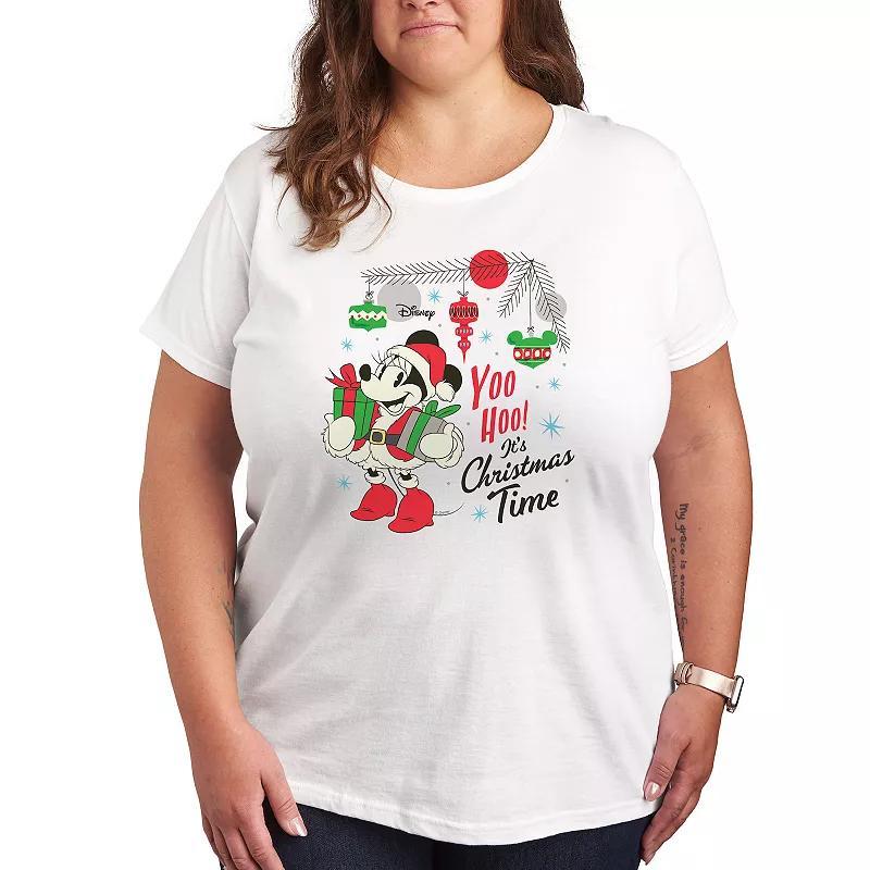 Disneys Minnie Mouse Plus Christmas Time Graphic Tee, Womens Product Image