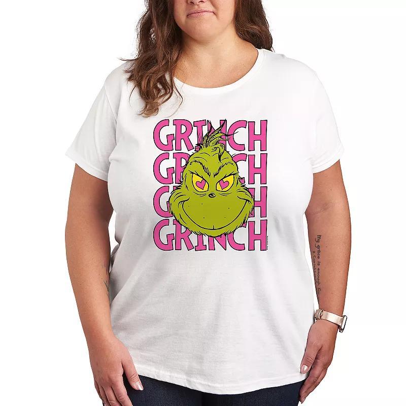 Plus Grinch Stacked Graphic Tee, Womens Product Image