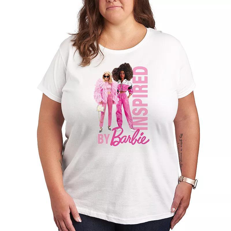 Plus Size Barbie Inspired By Barbie Graphic Tee, Womens Dark Grey Product Image