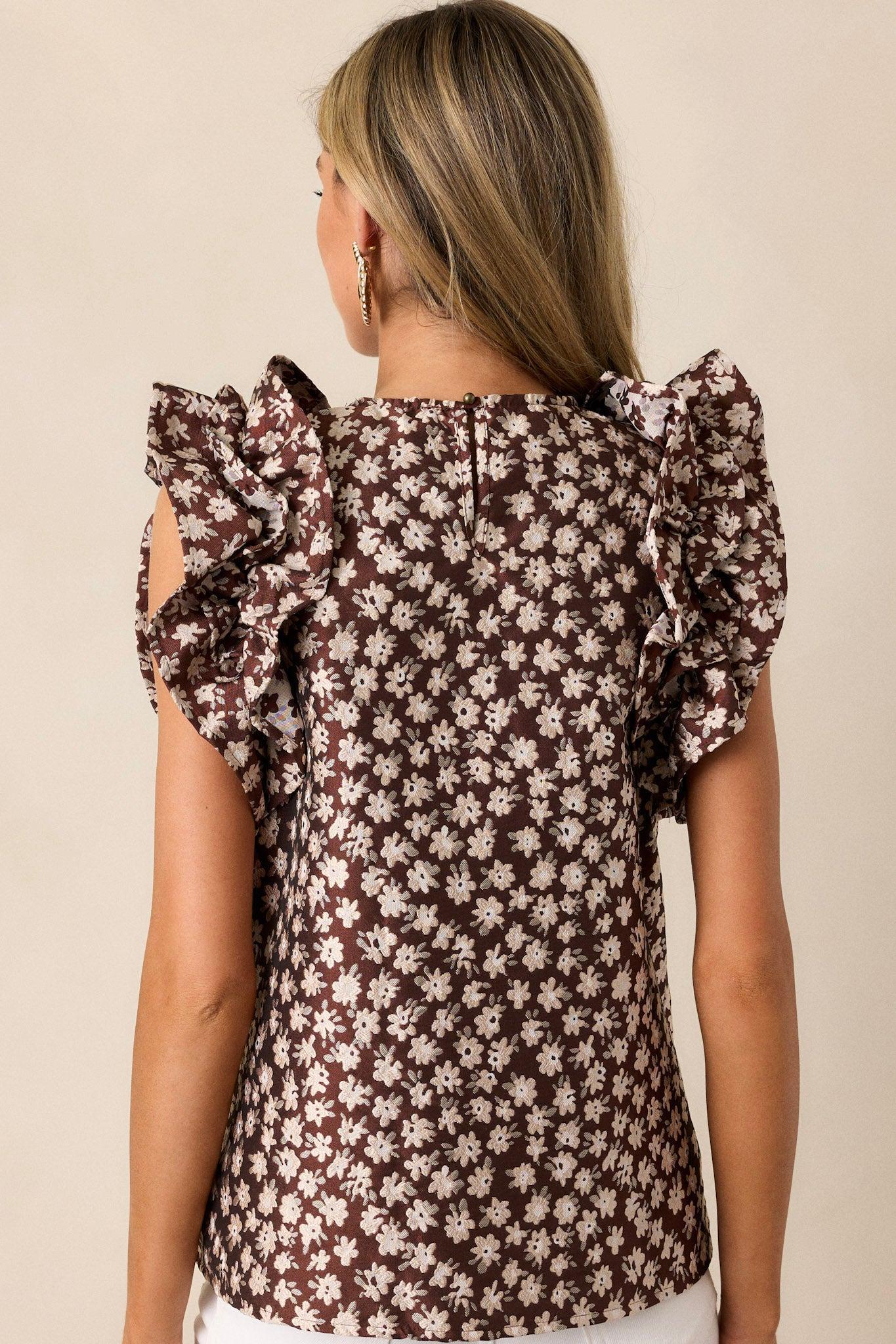 Mystic Twilight Brown Floral Sleeveless Top Product Image