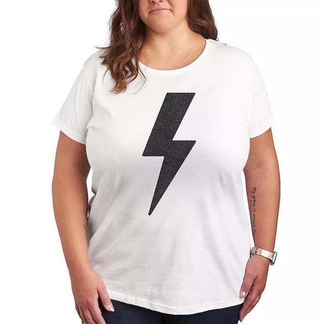 Plus Lightning Bolt Sparkle Graphic Tee, Womens Product Image