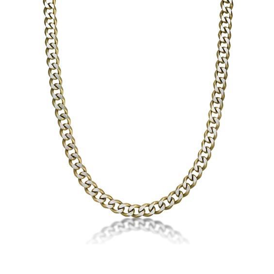 Men's 11.0mm Multi-Finish Curb Chain Necklace in Solid Stainless Steel and Yellow IP - 24" Product Image