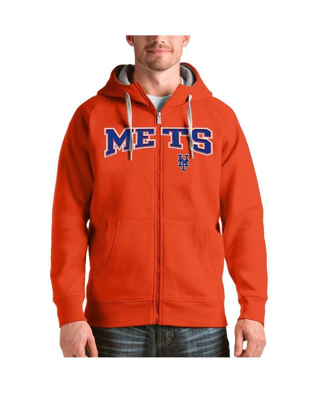 Antigua Mens Orange New York Mets Team Logo Victory Full-Zip Hoodie Product Image